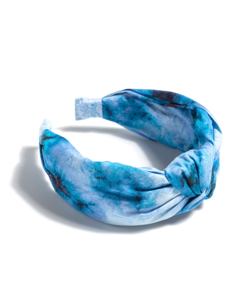 Front of a size None Knotted Tie-Dye Headband in BLUE by Shiraleah. | dia_product_style_image_id:243244